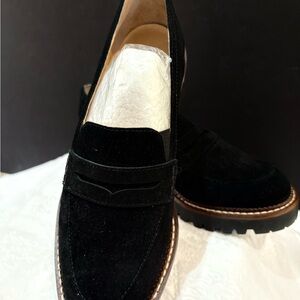 J.Jill Classic Black 2 Lug Sole Suede Penny Loafer Shoes 8M
